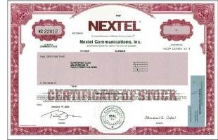 Nextel Communications share certificate from the site masthead